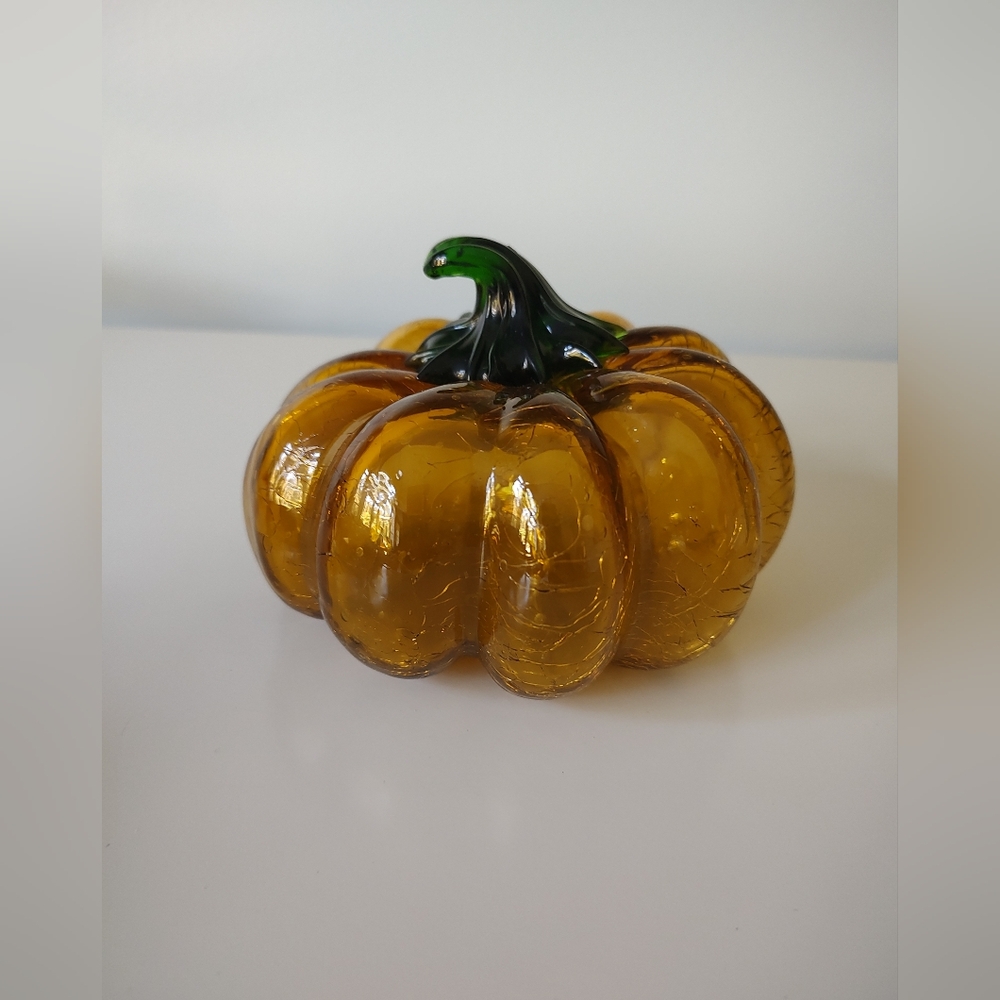 Crackle Glass Pumpkin Halloween Fall Table Decor